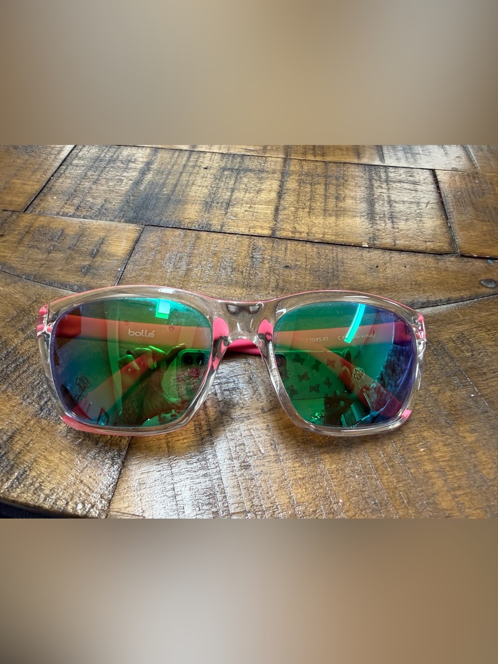 bolle Hot Pink and Translucent Frame Sunglasses with Mirror Lenses